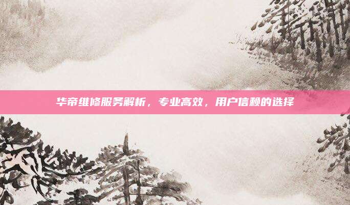 华帝维修服务解析，专业高效，用户信赖的选择