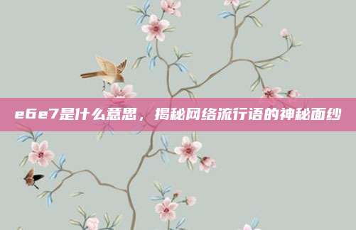 e6e7是什么意思，揭秘网络流行语的神秘面纱