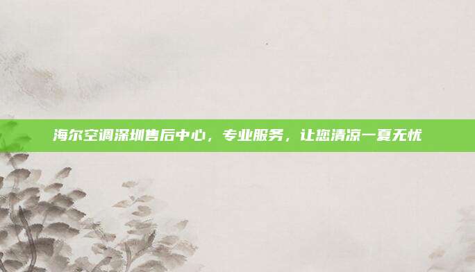 海尔空调深圳售后中心，专业服务，让您清凉一夏无忧