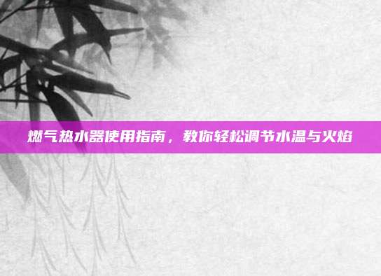 燃气热水器使用指南,教你轻松调节水温与火焰