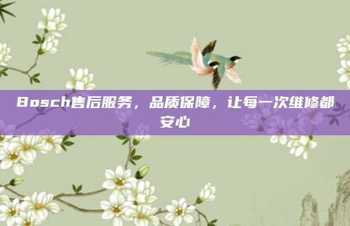 Bosch售后服务，品质保障，让每一次维修都安心