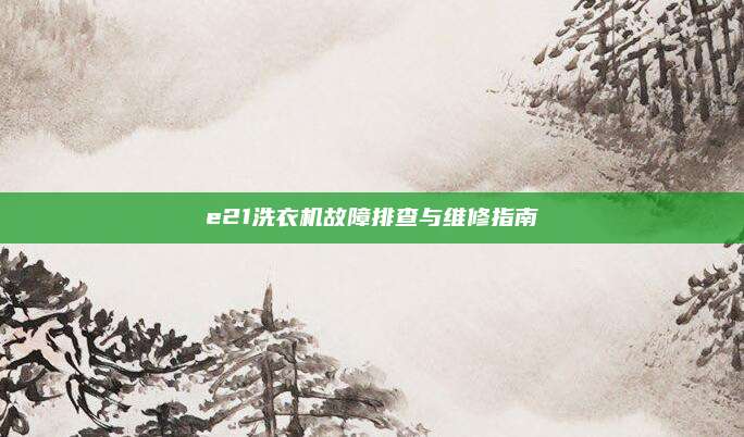 e21洗衣机故障排查与维修指南