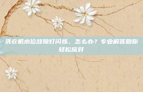 洗衣机水位故障灯闪烁,怎么办?专业解答助你轻松应对