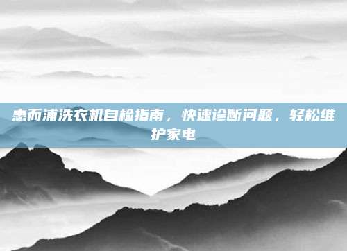 惠而浦洗衣机自检指南，快速诊断问题，轻松维护家电