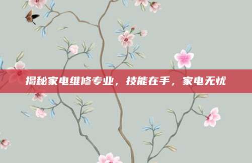 揭秘家电维修专业,技能在手,家电无忧