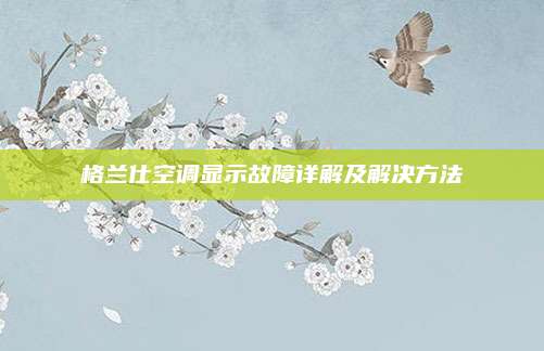 格兰仕空调显示故障详解及解决方法