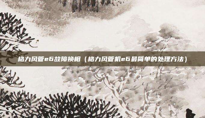 格力风管e6故障换相（格力风管机e6最简单的处理方法）