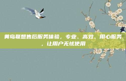 黄岛联想售后服务体验,专业、高效、用心服务,让用户无忧使用