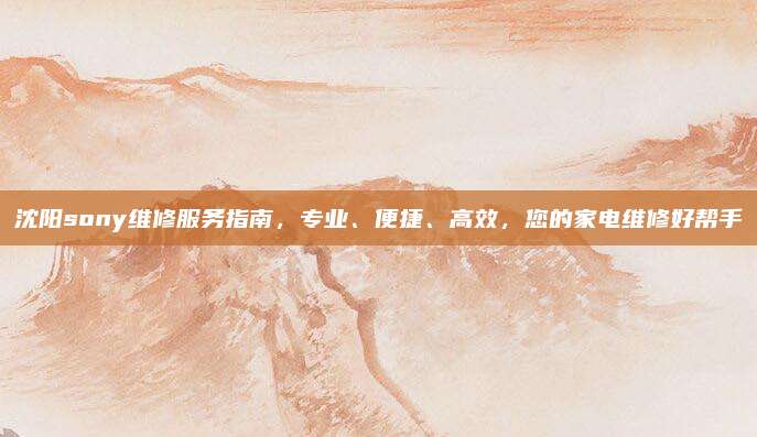 沈阳sony维修服务指南，专业、便捷、高效，您的家电维修好帮手