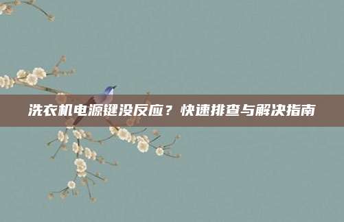 洗衣机电源键没反应?快速排查与解决指南