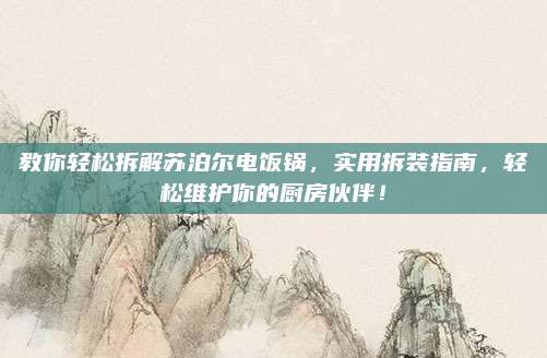 教你轻松拆解苏泊尔电饭锅，实用拆装指南，轻松维护你的厨房伙伴！