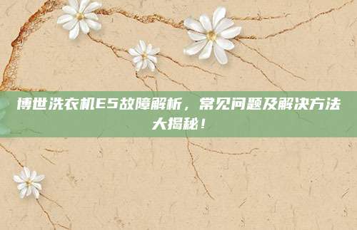 博世洗衣机E5故障解析,常见问题及解决方法大揭秘!