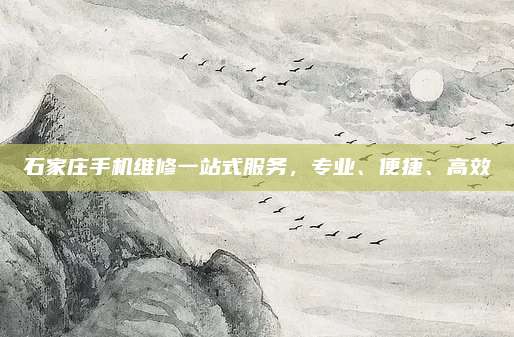 石家庄手机维修一站式服务，专业、便捷、高效
