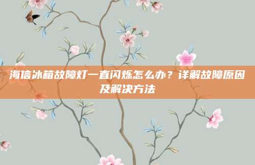 海信冰箱故障灯一直闪烁怎么办?详解故障原因及解决方法