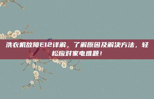 洗衣机故障E12详解,了解原因及解决方法,轻松应对家电难题!