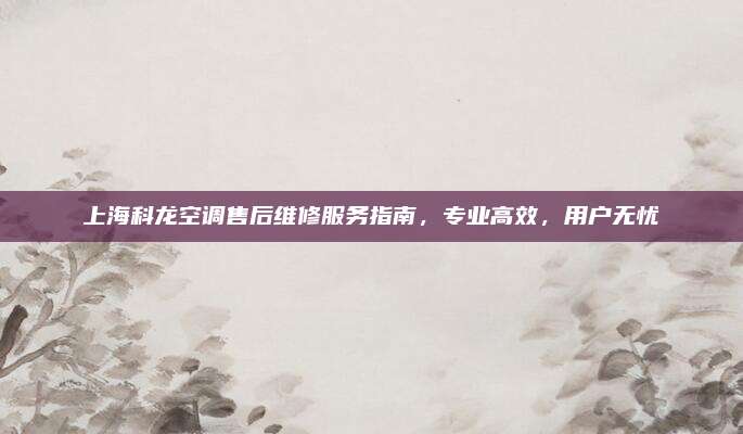 上海科龙空调售后维修服务指南,专业高效,用户无忧