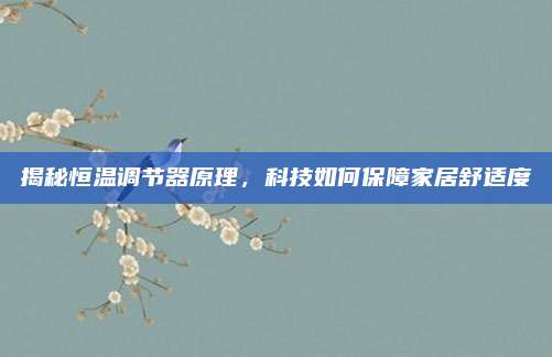 揭秘恒温调节器原理,科技如何保障家居舒适度