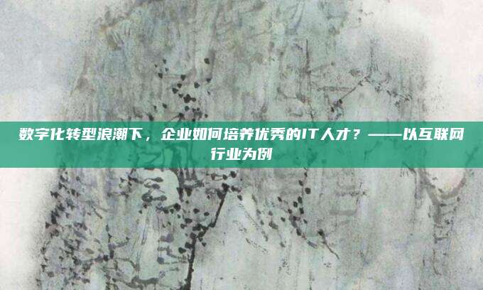 数字化转型浪潮下,企业如何培养优秀的IT人才?——以互联网行业为例