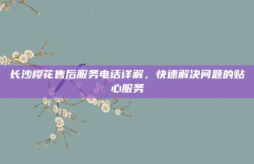长沙樱花售后服务电话详解,快速解决问题的贴心服务