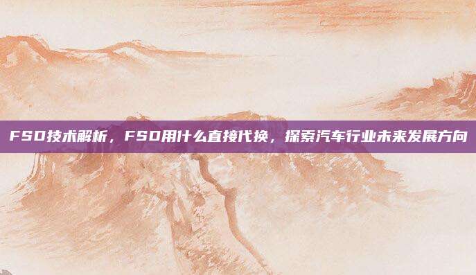 FSD技术解析,FSD用什么直接代换,探索汽车行业未来发展方向