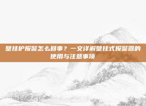 壁挂护报警怎么回事?一文详解壁挂式报警器的使用与注意事项