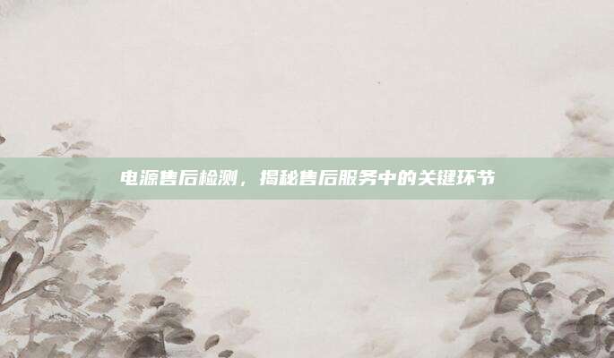 电源售后检测,揭秘售后服务中的关键环节