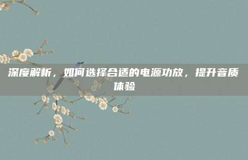 深度解析,如何选择合适的电源功放,提升音质体验