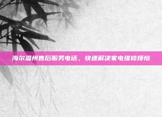 海尔温州售后服务电话,快速解决家电维修烦恼