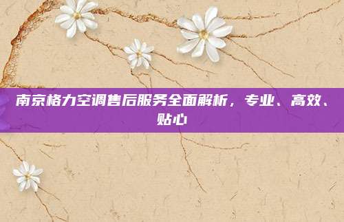 南京格力空调售后服务全面解析,专业、高效、贴心