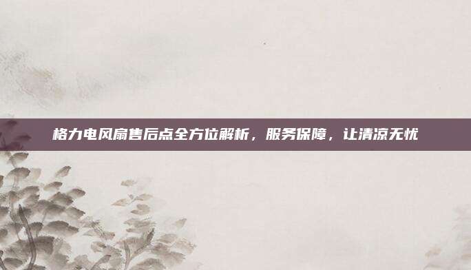 格力电风扇售后点全方位解析,服务保障,让清凉无忧