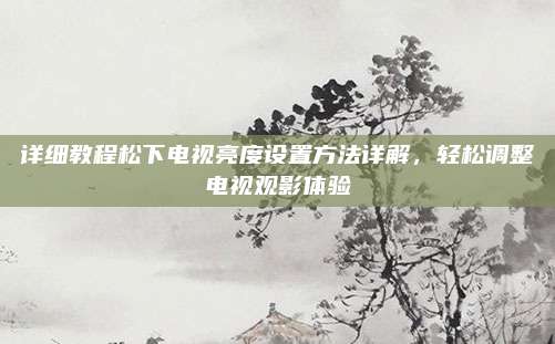 详细教程松下电视亮度设置方法详解,轻松调整电视观影体验
