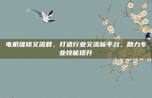 电机维修交流群,打造行业交流新平台,助力专业技能提升