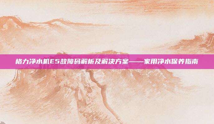 格力净水机E5故障码解析及解决方案——家用净水保养指南