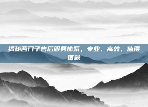 揭秘西门子售后服务体系,专业、高效、值得信赖