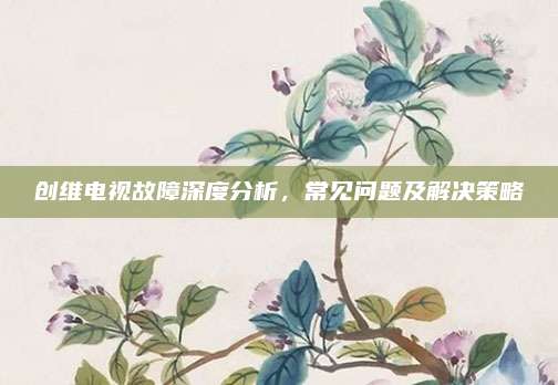 创维电视故障深度分析,常见问题及解决策略