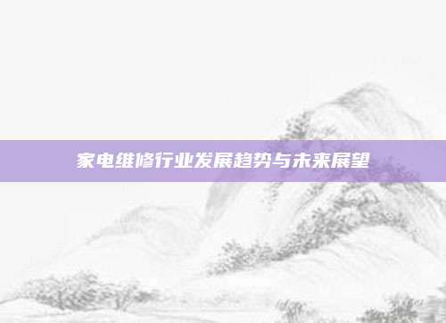 家电维修行业发展趋势与未来展望