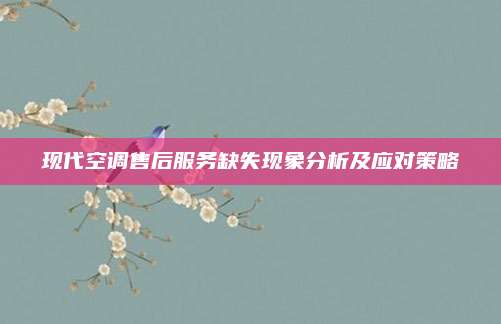 现代空调售后服务缺失现象分析及应对策略