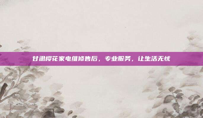 甘肃樱花家电维修售后,专业服务,让生活无忧