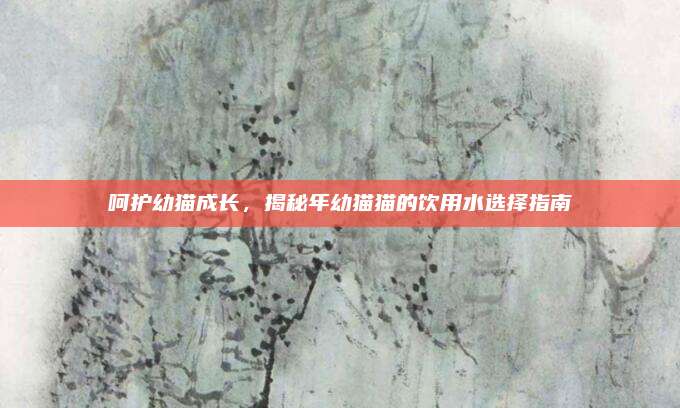 呵护幼猫成长,揭秘年幼猫猫的饮用水选择指南