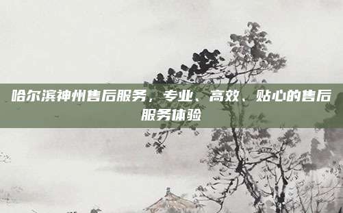 哈尔滨神州售后服务,专业、高效、贴心的售后服务体验