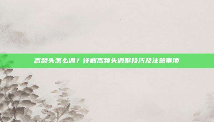 高频头怎么调？详解高频头调整技巧及注意事项