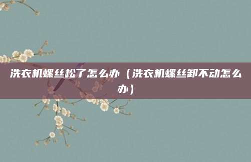 洗衣机螺丝松了怎么办（洗衣机螺丝卸不动怎么办）