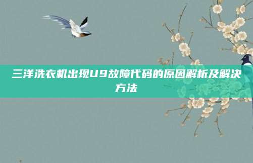 三洋洗衣机出现U9故障代码的原因解析及解决方法
