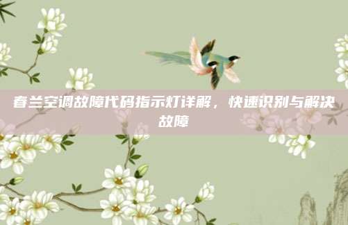 春兰空调故障代码指示灯详解,快速识别与解决故障