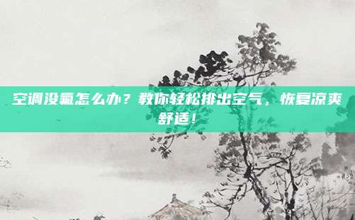 空调没氟怎么办?教你轻松排出空气,恢复凉爽舒适!
