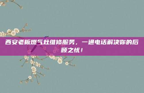 西安老板燃气灶维修服务,一通电话解决你的后顾之忧!