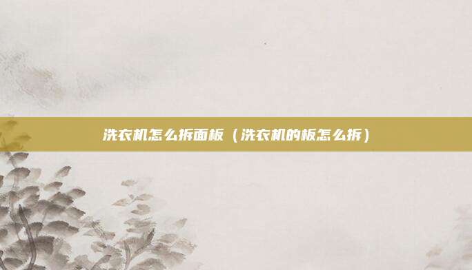 洗衣机怎么拆面板（洗衣机的板怎么拆）