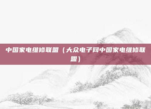 中国家电维修联盟（大众电子网中国家电维修联盟）