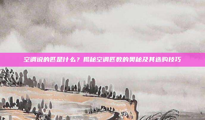 空调说的匹是什么?揭秘空调匹数的奥秘及其选购技巧