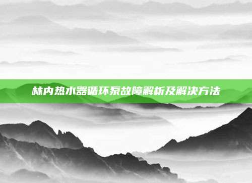 林内热水器循环泵故障解析及解决方法